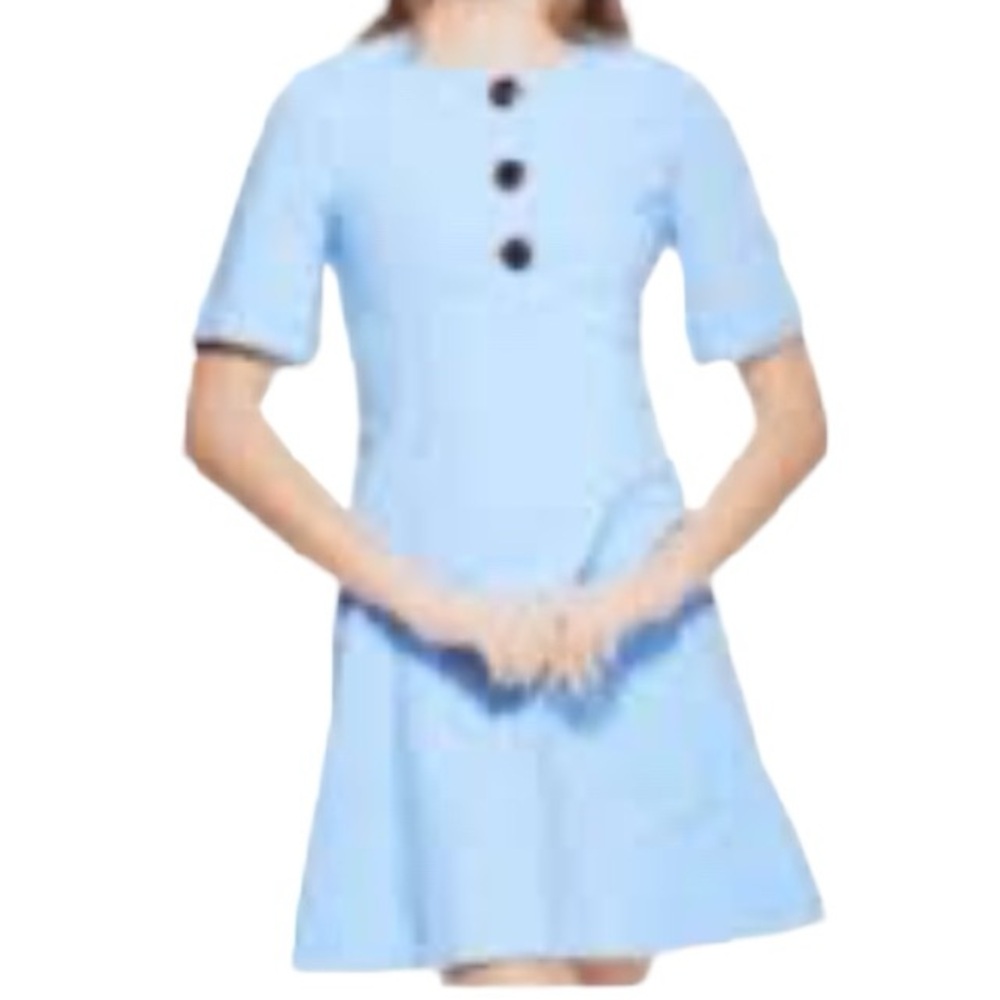 Lela Rose Pearl Light Blue Cotton Poplin Aline Dress 16